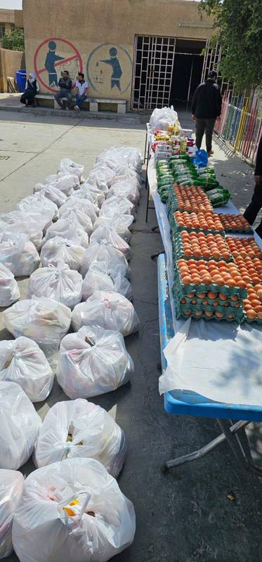 Ramadan food baskets lined up for families